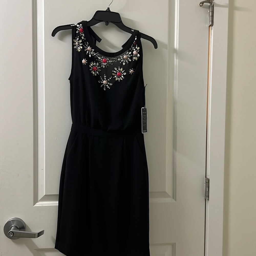 Church black dress with embellishment